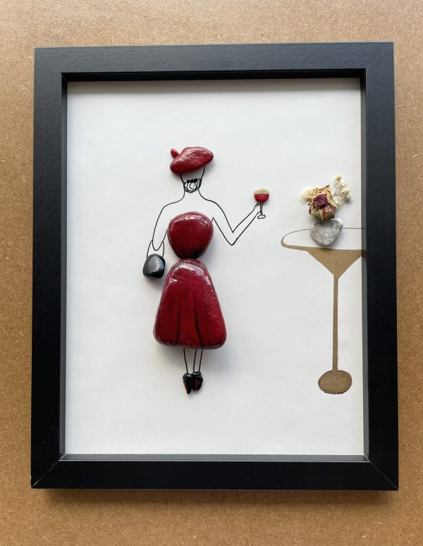 Framed Pebble Picture "The Lady In Red" - Image 6