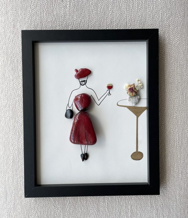 Framed Pebble Picture "The Lady In Red" - Image 7