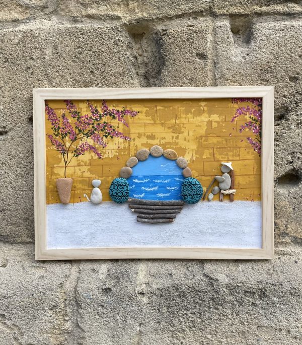 Framed Pebble Picture "Old Town"