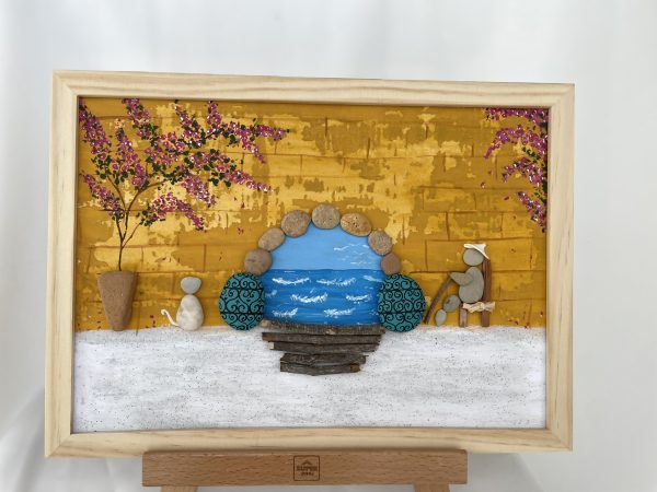 Framed Pebble Picture "Old Town" - Image 2