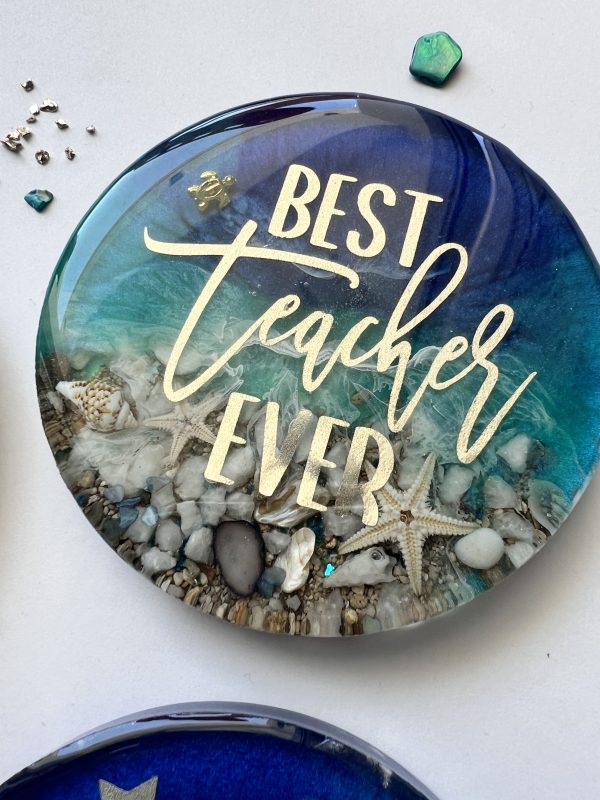 Teacher gift ocean inspired drink coaster made to order. - Image 2