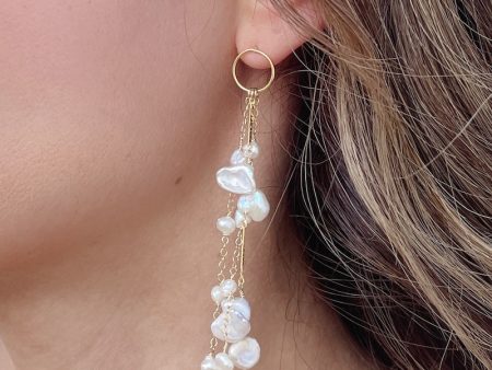 Gold Keshi Pearl Dangle Earrings