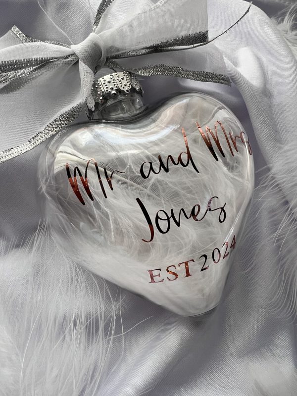 Personalized feathered bauble. New baby, wedding keepsake. - Image 5