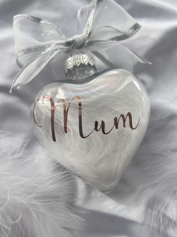 Personalized feathered bauble. New baby, wedding keepsake. - Image 2