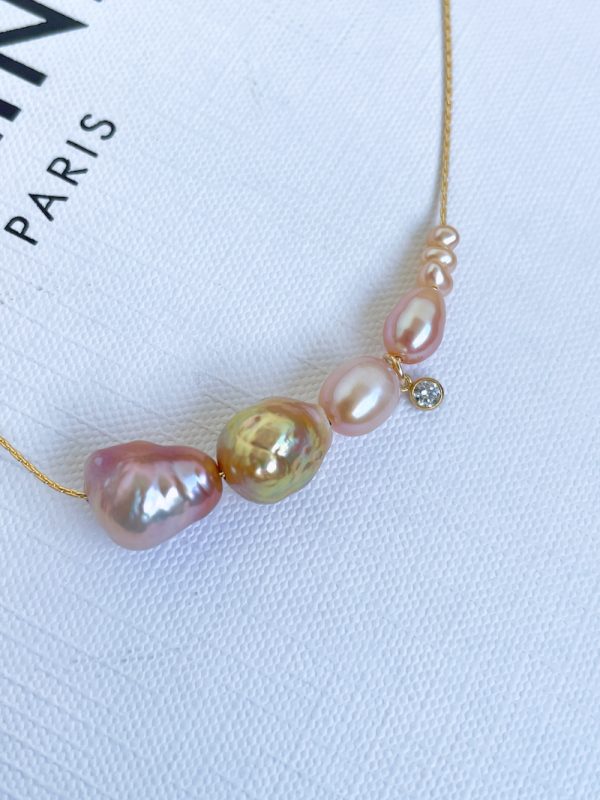 Baroque Pink Drop Pearl Necklace - Image 5