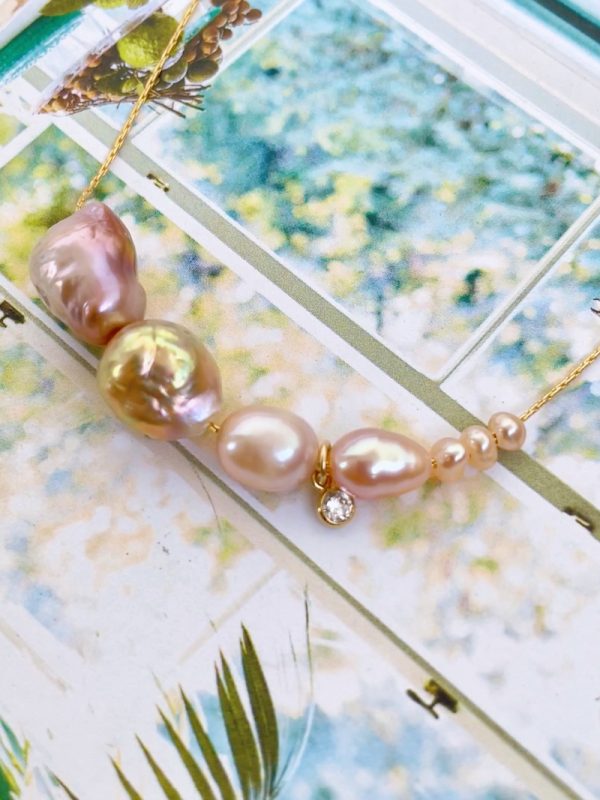 Baroque Pink Drop Pearl Necklace - Image 2