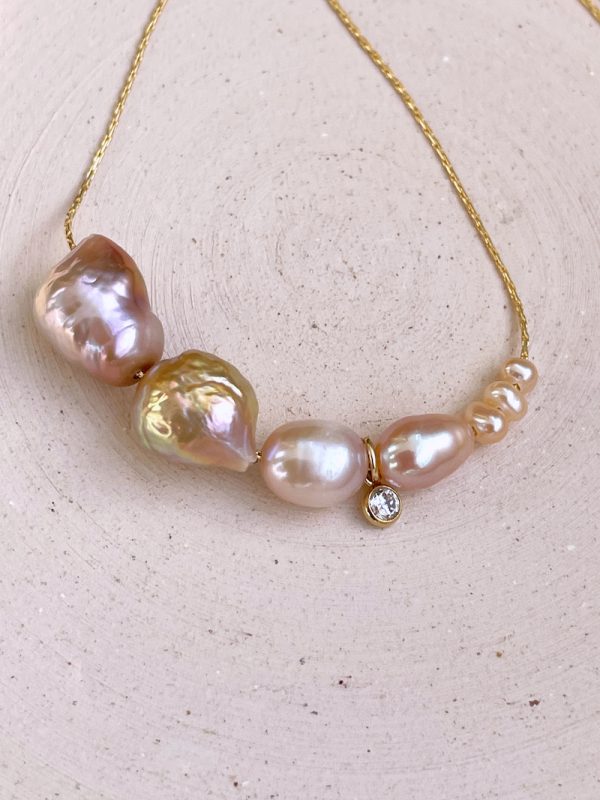 Baroque Pink Drop Pearl Necklace - Image 3