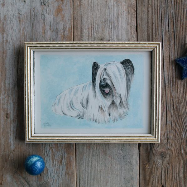 Cute framed dog illustration