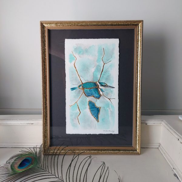 Kingfisher Watercolour Painting With Gilding