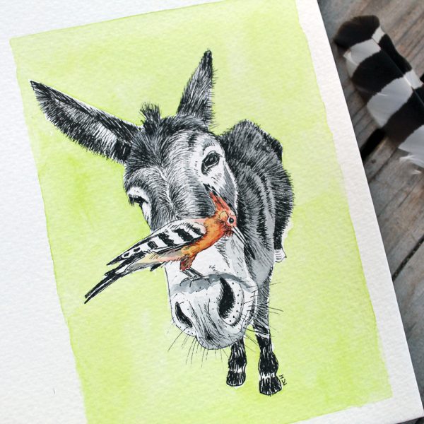 Donkey and Hoopoe Bird Greeting Card - Image 4