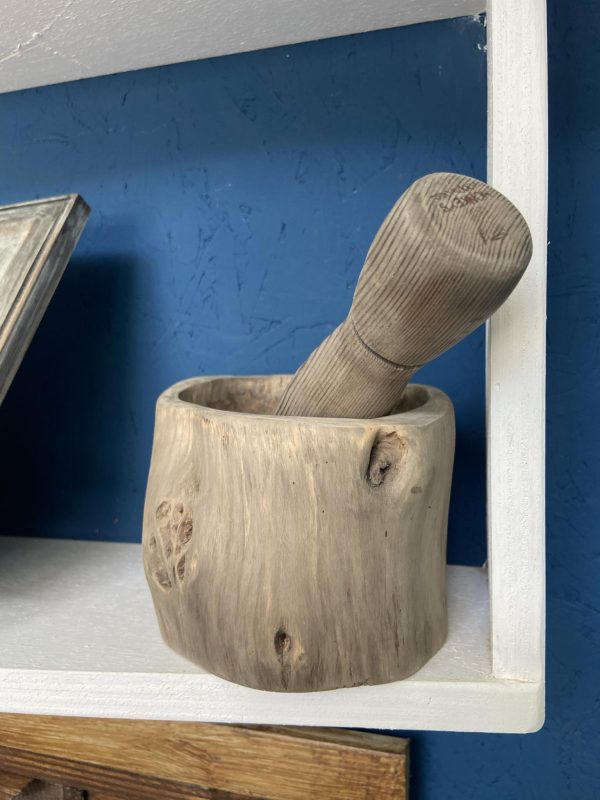 Hollowed log mortar & pestle