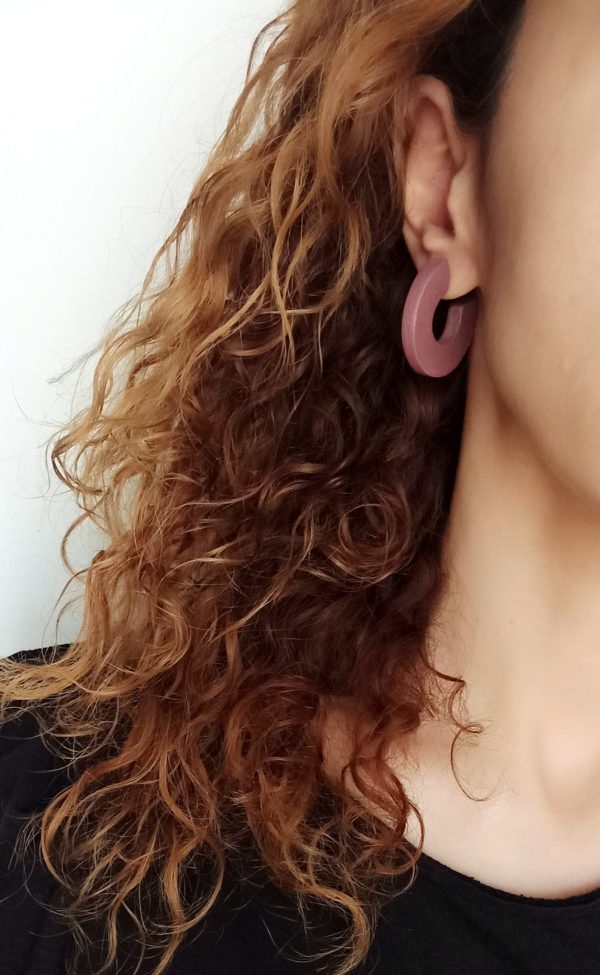 Chunky hoop polymer clay earrings - Image 2