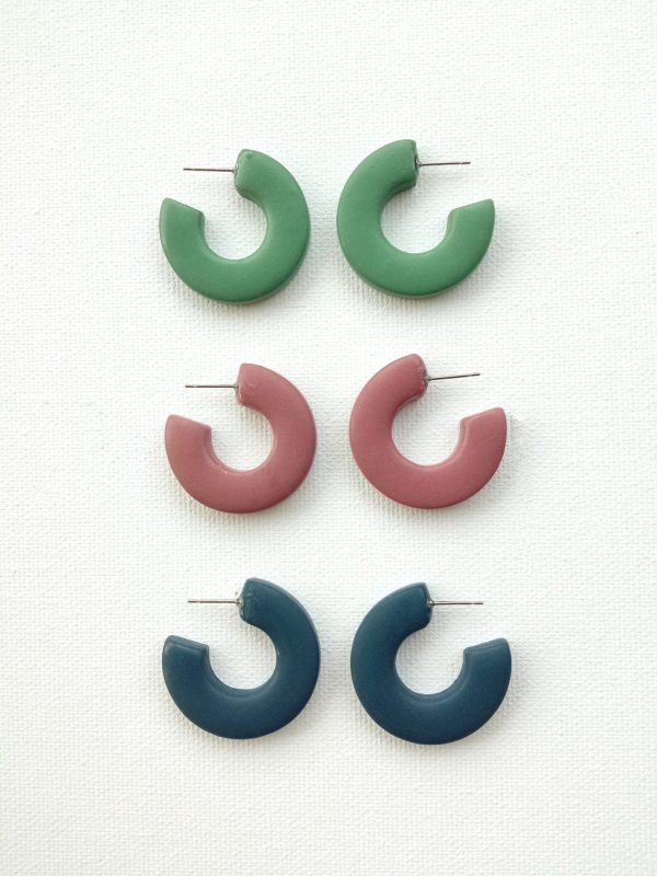 Chunky hoop polymer clay earrings - Image 3