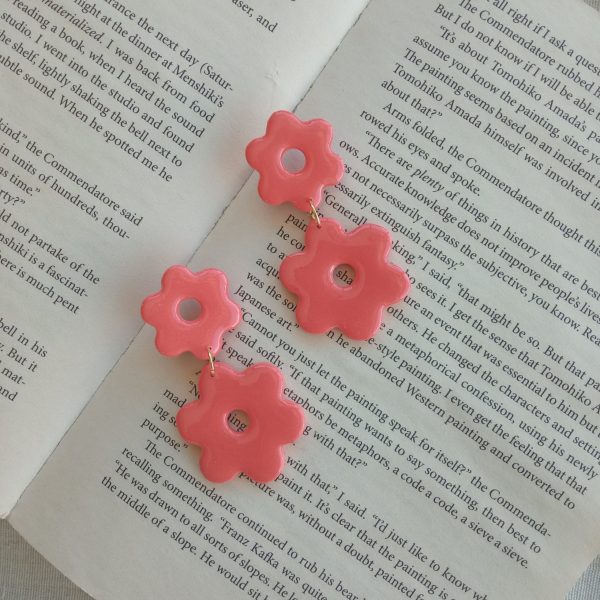 Coral flower dangle earrings - Image 5