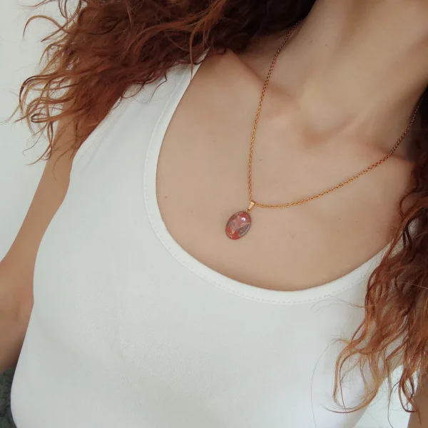 Marbled pumpkin orange pendant necklace