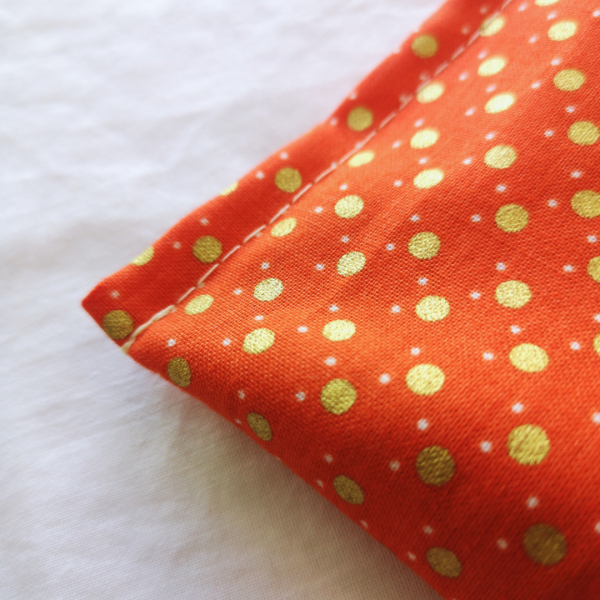 Lavender eye pillow orange polka dot