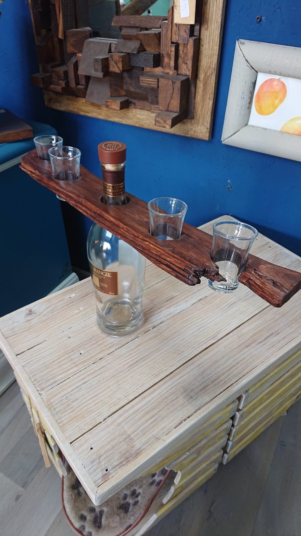 Driftwood Spirit/liquor and shot glass display