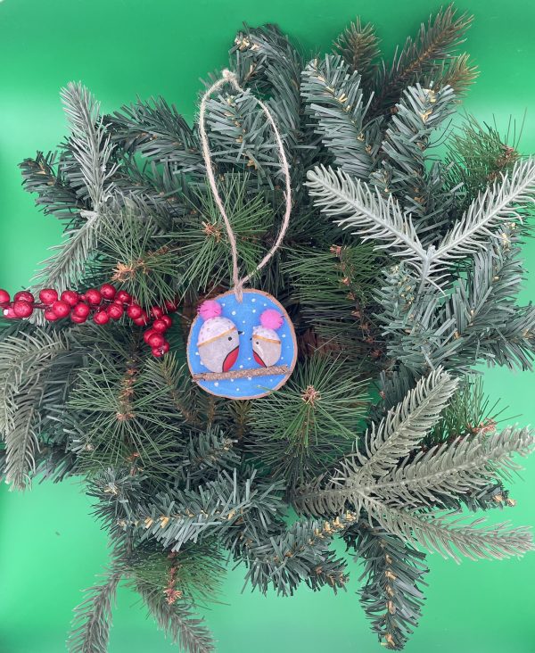 Pebble Ornaments On Wood Slices - Image 16