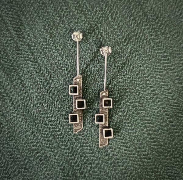 Silver square earrings