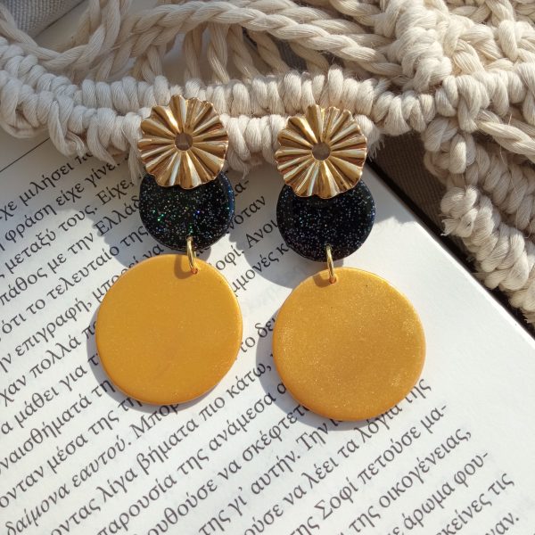 Glitter black and gold statement earrings - Image 4