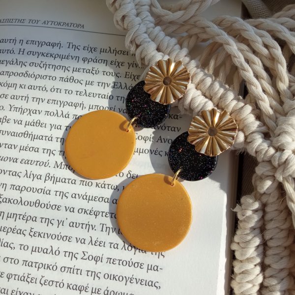 Glitter black and gold statement earrings - Image 3