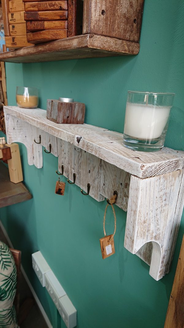 Rustic wall mounted coat rack and shelf - Image 7