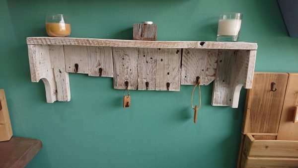 Rustic wall mounted coat rack and shelf - Image 3