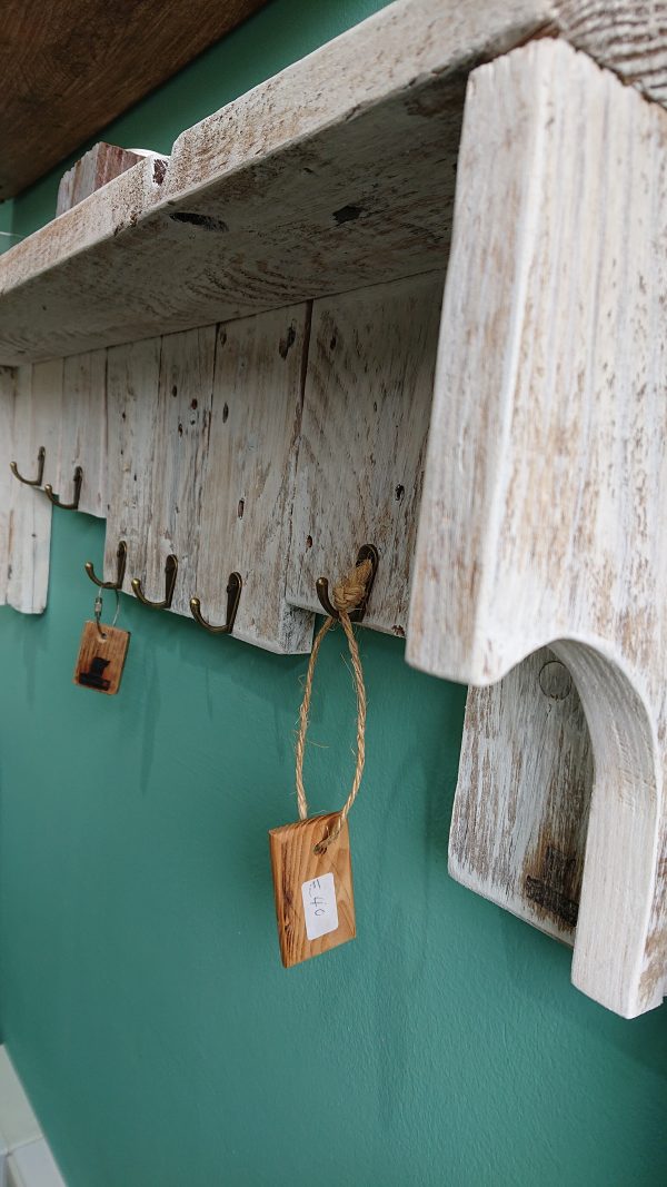 Rustic wall mounted coat rack and shelf - Image 2