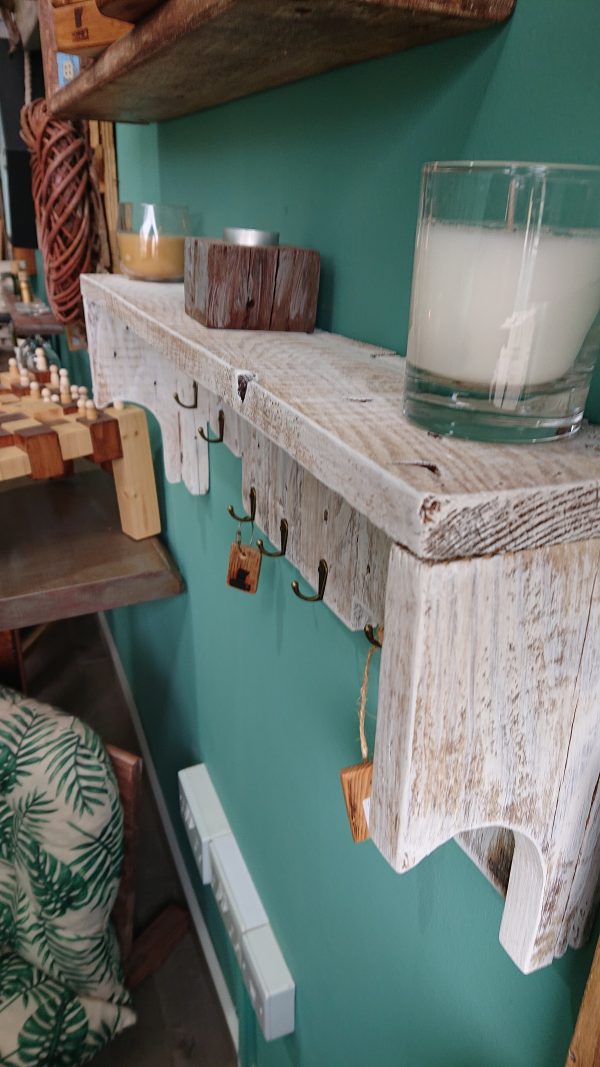 Rustic wall mounted coat rack and shelf - Image 4