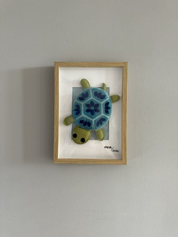 Adorable Framed Felt Sea Turtle
