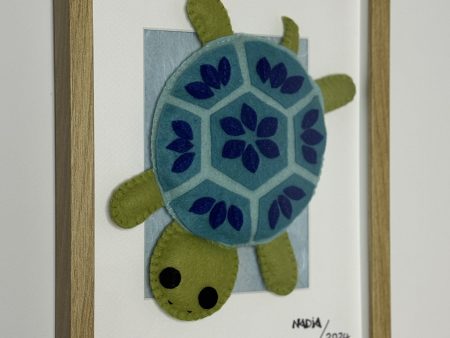Adorable Framed Felt Sea Turtle