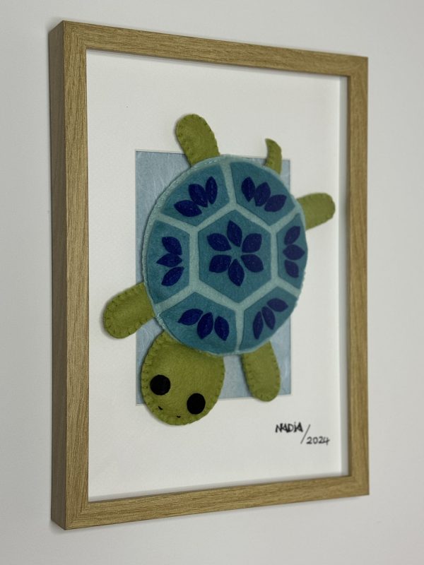 Adorable Framed Felt Sea Turtle