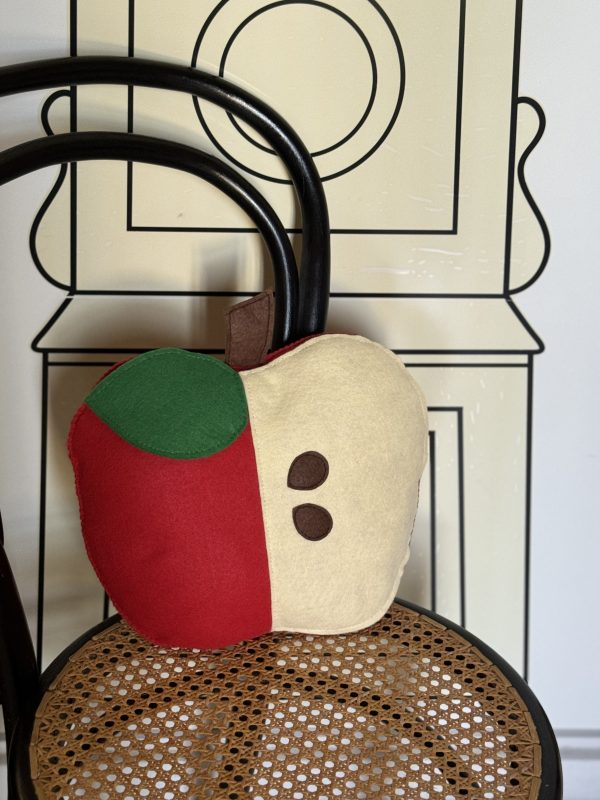Whimsical Decorative Felt Apple Cushion -27x20cm