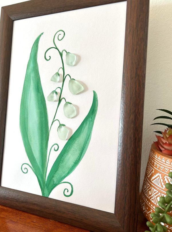 Lily of the Valley plant made with seaglass pieces, perfect as a unique gift! - Image 4