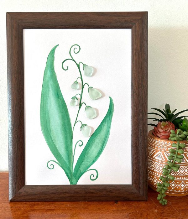 Lily of the Valley plant made with seaglass pieces, perfect as a unique gift! - Image 3