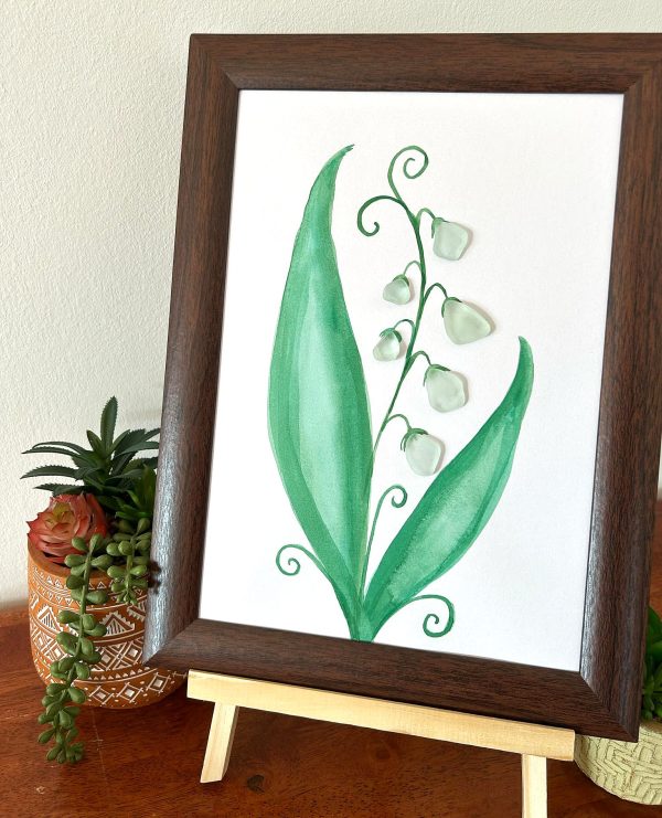 Lily of the Valley plant made with seaglass pieces, perfect as a unique gift!