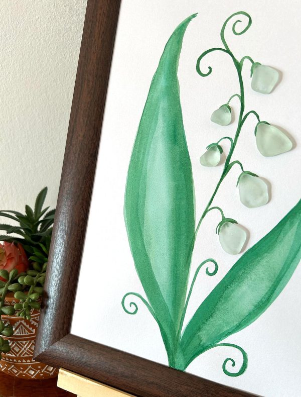 Lily of the Valley plant made with seaglass pieces, perfect as a unique gift! - Image 2