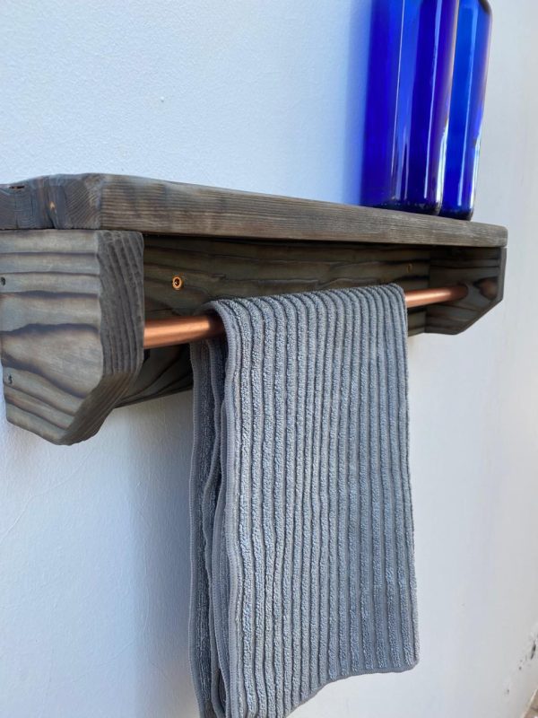 Kitchen Towel Holder With Shelf- Solid Wood