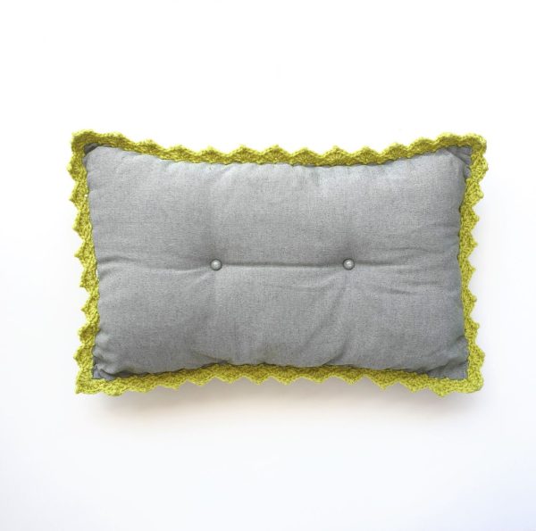 green & grey buttoned comfort cushion - whole