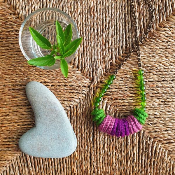 the "Ultra Violet" women's necklace in green & purple - Image 2