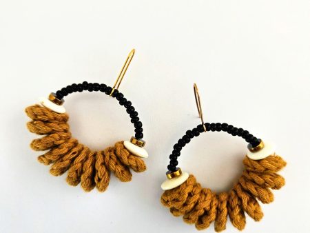 the "Golden desert" earrings // yellow and black crocheted women's earrings - both