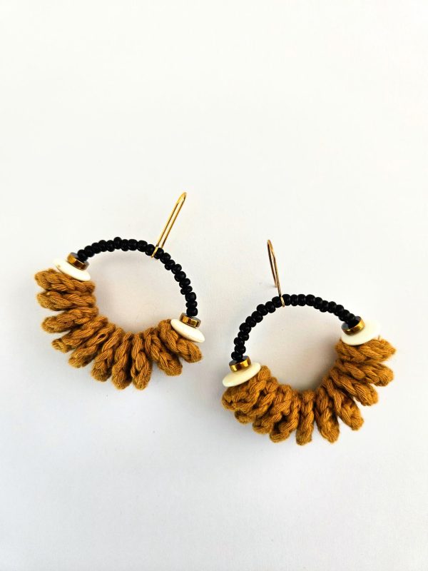 the "Golden desert" earrings // yellow and black crocheted women's earrings - both