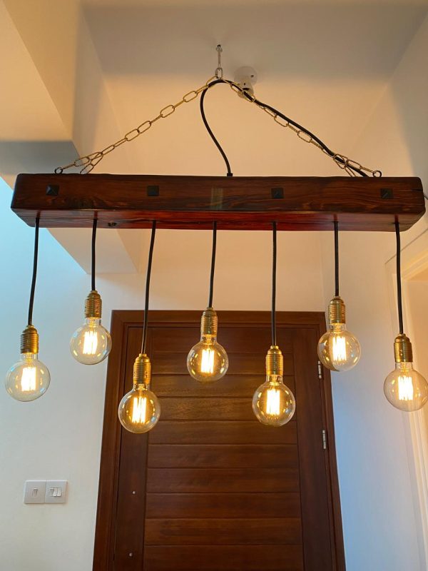 Hanging Pendant Light Rustic Solid Wood - Image 2