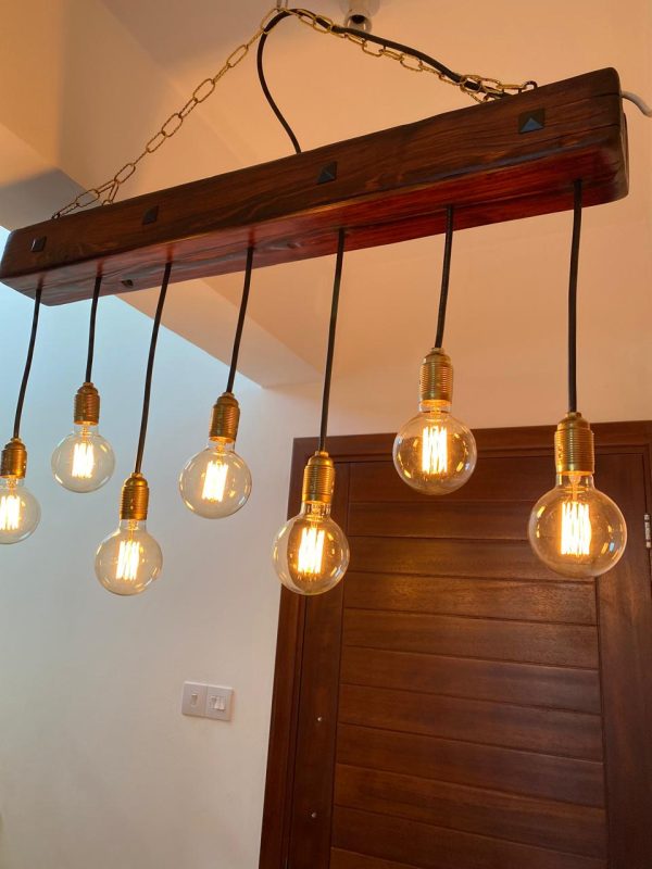 Hanging Pendant Light Rustic Solid Wood