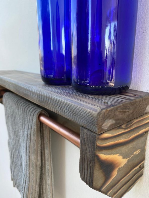 Kitchen Towel Holder With Shelf- Solid Wood - Image 2