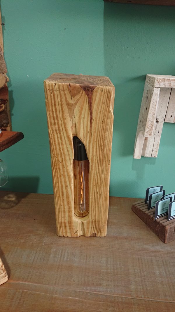 Repurposed solid olive block table lamp - Image 7
