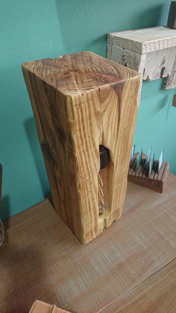 Repurposed solid olive block table lamp - Image 3