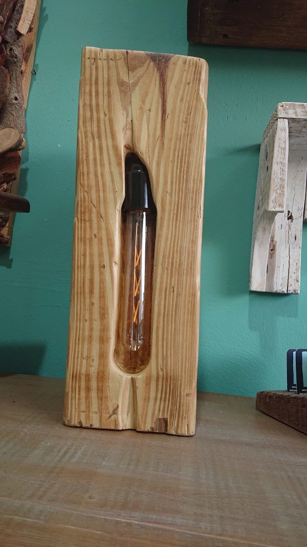 Repurposed solid olive block table lamp - Image 5