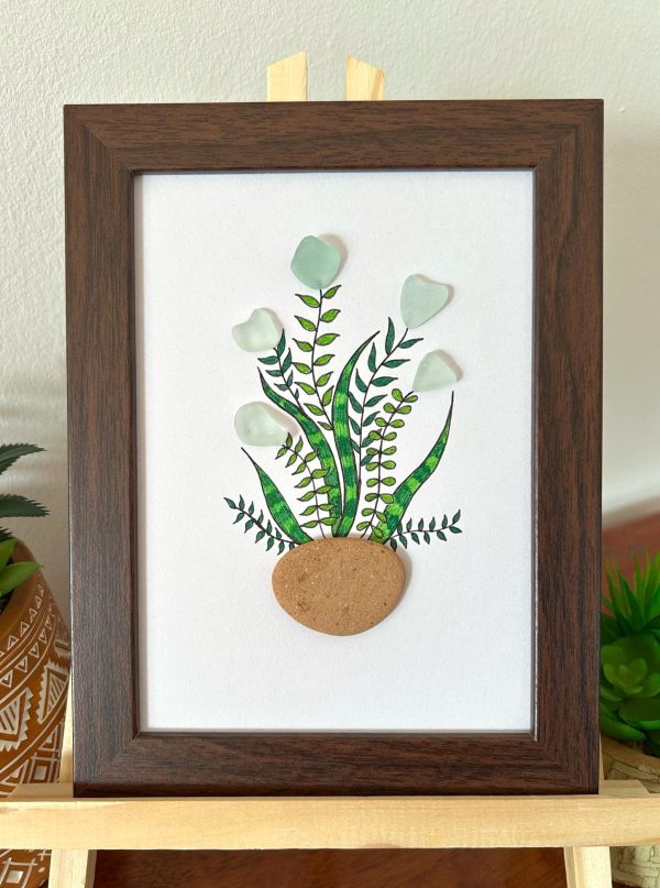 Pretty Floral Arrangement Made With Sea Pottery and Seaglass - Image 2