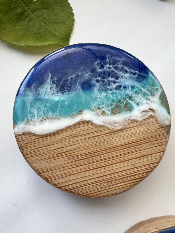 Ocean inspired resin and wood fridge magnet bottle opener. - Image 3
